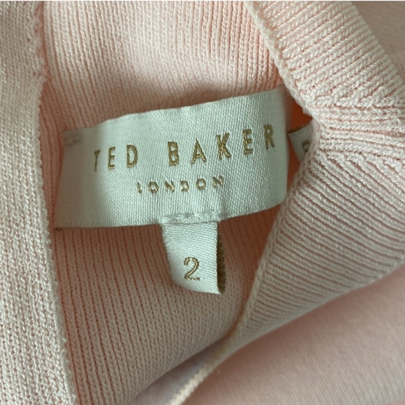 🍒EUC🍒 TED BAKER BABY PINK PLEATED SKIRT KNIT DRESS - Picture 5 of 5